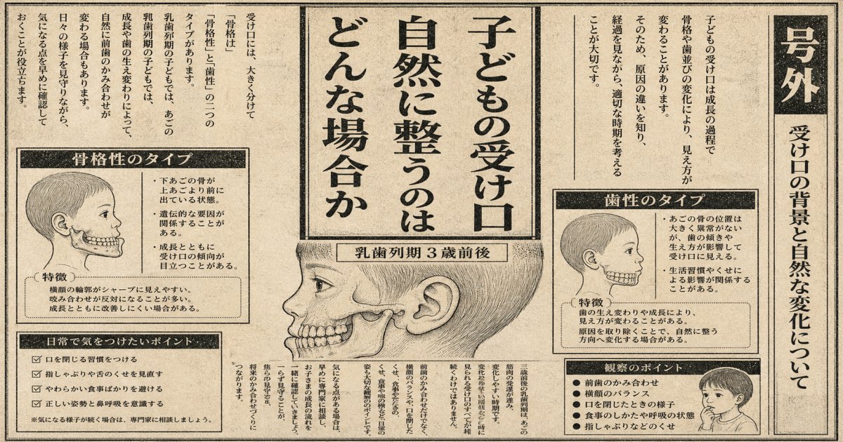子どもの受け口は成長とともに自然に治る？様子見ができる条件と限界